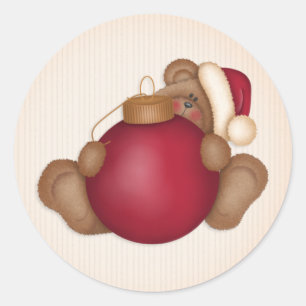Teddy Bear w Ornament 1  - Holiday Stickers