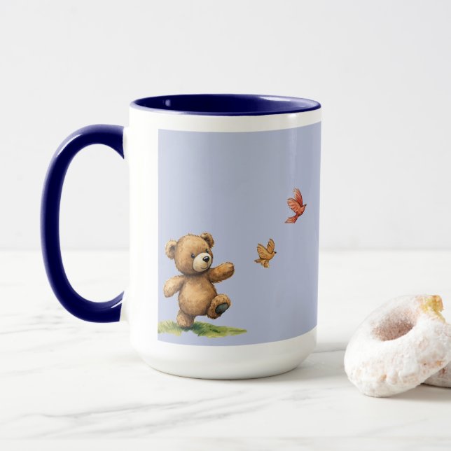 TEDDY BEAR WALKING Mug (With Donut)