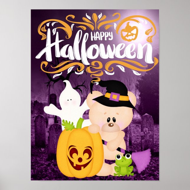 Teddy Bear Warlock - Happy Halloween Poster (Front)