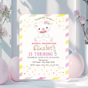 Teddy Bear Watermelon Striped Birthday  Invitation