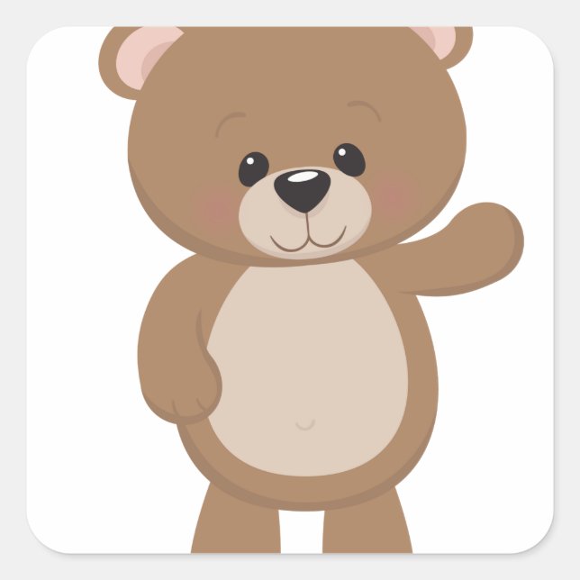 Teddy Bear Waving Square Sticker (Front)