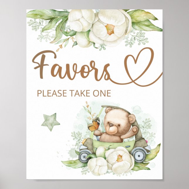 Teddy bear we can bearly wait baby Favors sign (Front)