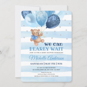 Teddy Bear We Can Bearly Wait Baby Shower Invitation