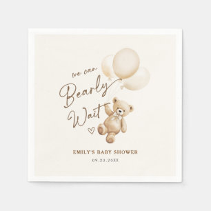 Teddy Bear We Can Bearly Wait Baby Shower Napkin