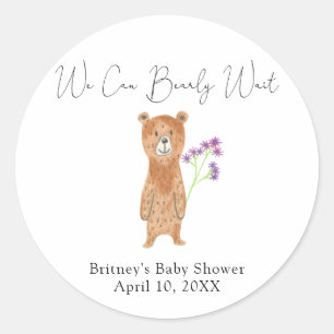 Teddy bear - we can bearly wait classic round sticker