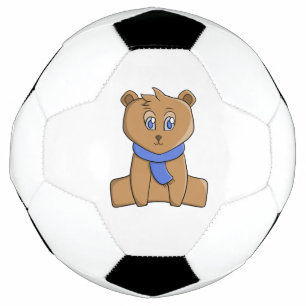 Teddy bear wearing a blue scarf football