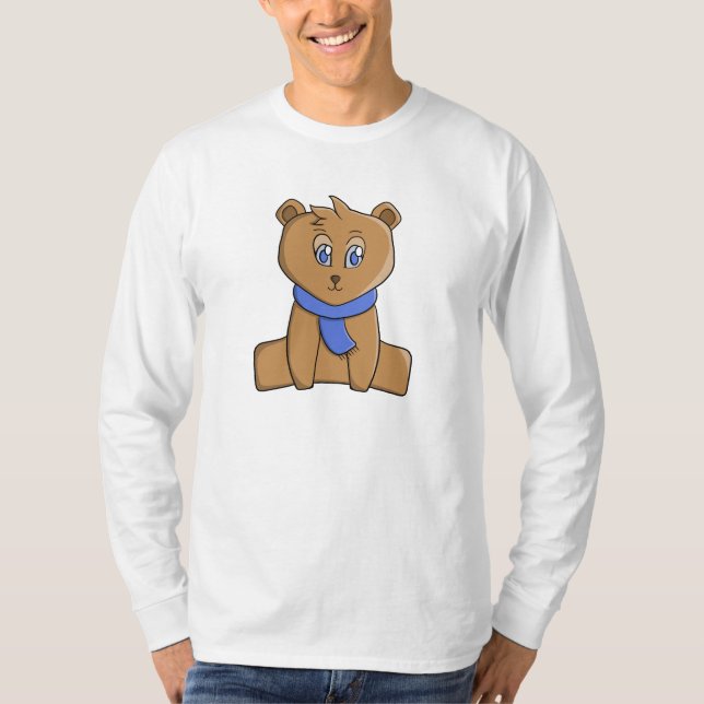 Teddy bear wearing a blue scarf T-Shirt (Front)