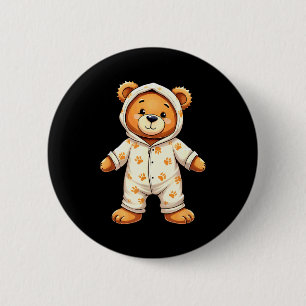 Teddy Bear Wearing Pajamas 6 Cm Round Badge