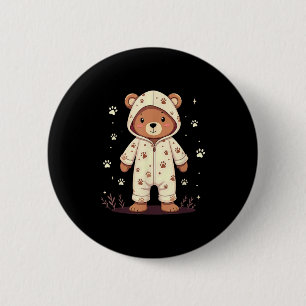 Teddy Bear Wearing Pajamas 6 Cm Round Badge