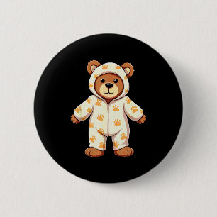Teddy Bear Wearing Pajamas 6 Cm Round Badge