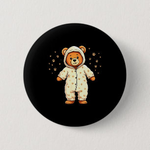 Teddy Bear Wearing Pajamas 6 Cm Round Badge