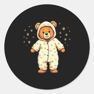 Teddy Bear Wearing Pajamas  Classic Round Sticker