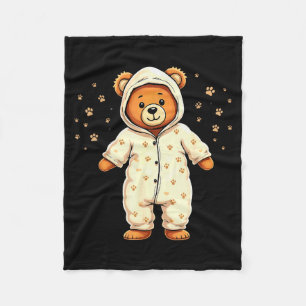 Teddy Bear Wearing Pajamas Fleece Blanket