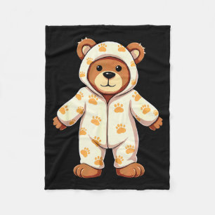 Teddy Bear Wearing Pajamas Fleece Blanket