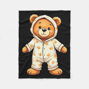 Teddy Bear Wearing Pajamas Fleece Blanket