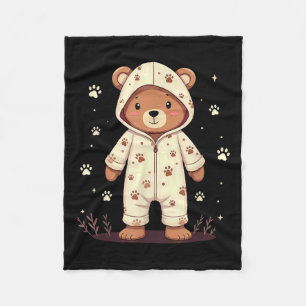 Teddy Bear Wearing Pajamas Fleece Blanket
