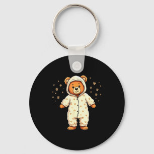 Teddy Bear Wearing Pajamas Key Ring