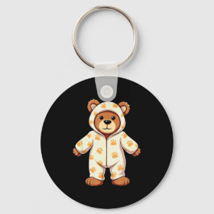 Teddy Bear Wearing Pajamas Key Ring