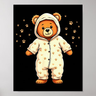 Teddy Bear Wearing Pajamas  Poster