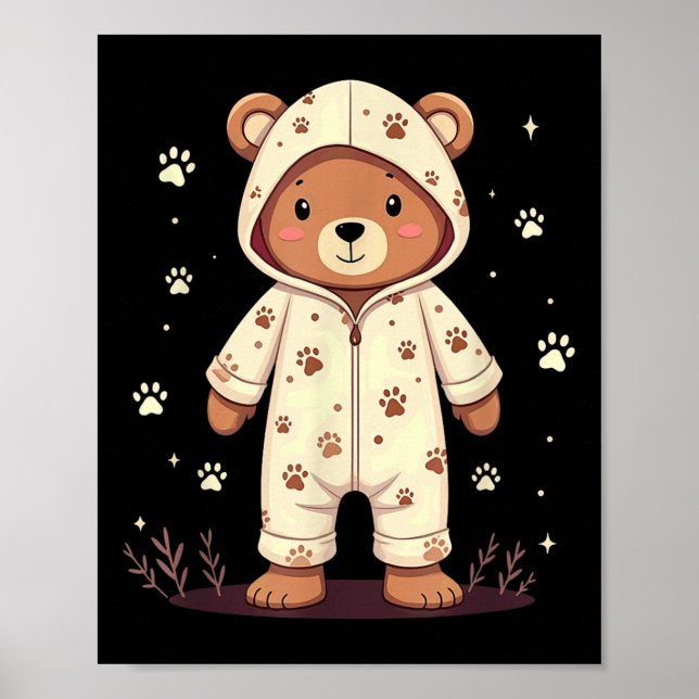 Teddy Bear Wearing Pajamas  Poster (Front)