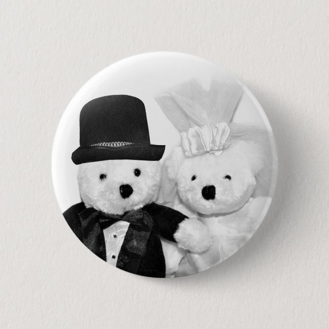 Teddy Bear Wedding 6 Cm Round Badge (Front)