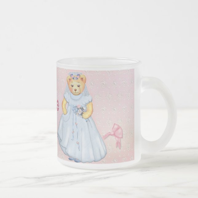 Teddy Bear Wedding - Customise Frosted Glass Coffee Mug (Right)