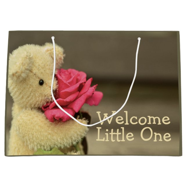 Teddy Bear Welcome Baby Large Gift Bag (Front)