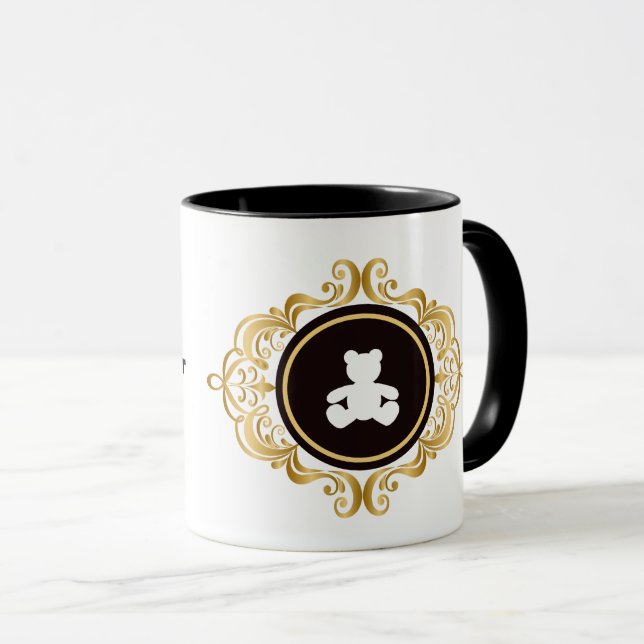 Teddy Bear White Silhouette Coffee Mug (Front Right)
