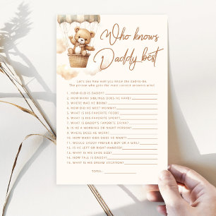 Teddy bear Who knows daddy best baby shower game