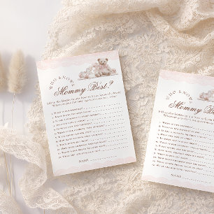 Teddy Bear Who Knows Mommy Best Baby Shower Game