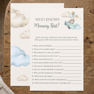 Teddy Bear Who Knows Mummy Best Baby Shower Game