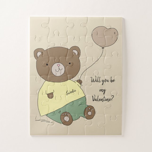 Teddy Bear Will You Be My Valentine Jigsaw Puzzle (Vertical)