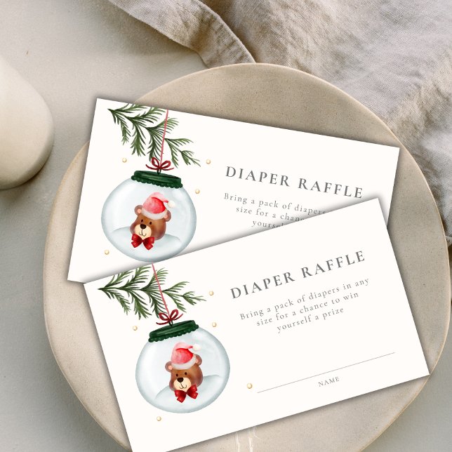 Teddy Bear Winter Baby Shower Diaper Raffle Enclosure Card (Teddy Bear Winter Baby Shower Diaper Raffle Enclosure Card)