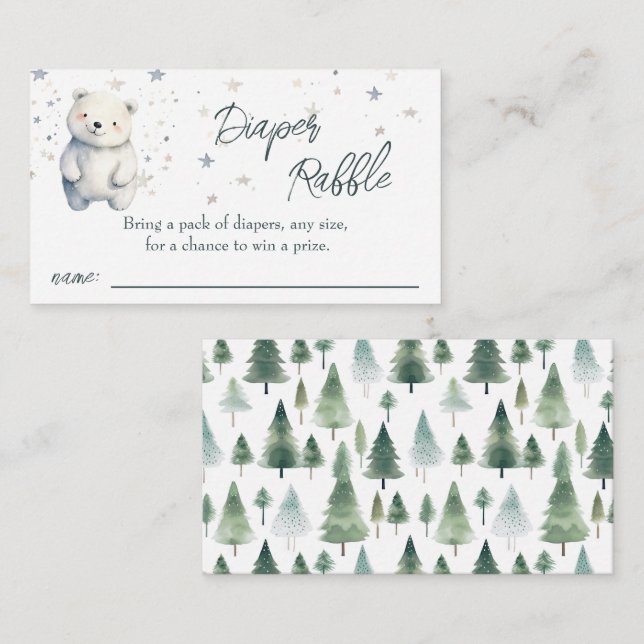Teddy Bear Winter Baby Shower Diaper Request Enclosure Card (Front/Back)