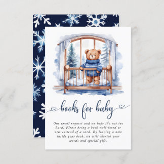 Teddy Bear Winter Boy Baby Shower Books For Baby Enclosure Card