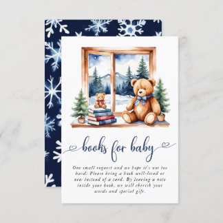 Teddy Bear Winter Boy Baby Shower Books For Baby Enclosure Card