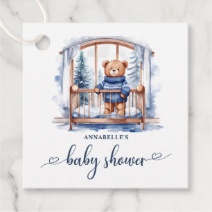 Teddy Bear Winter Boy Baby Shower Favour Tags