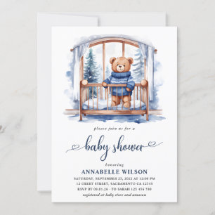 Teddy Bear Winter Boy Baby Shower  Invitation