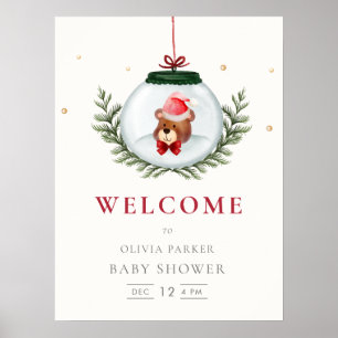 Teddy Bear Winter Wreath Baby Shower Welcome Sign