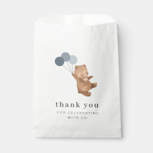 Teddy Bear with 3 Blue Balloons Favour Bags