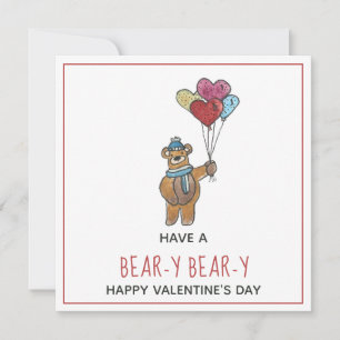 Teddy Bear with a Balloon Bouquet Valentine Card