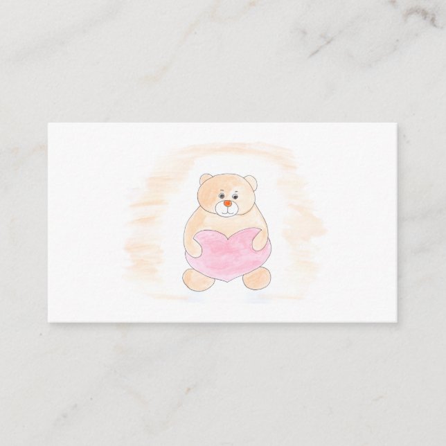 Teddy bear with a heart. Love, friendship, gift.  Enclosure Card (Front)