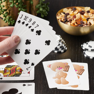 Teddy Bear With An Ice Block Playing Cards