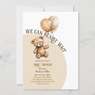 Teddy Bear With Balloon Baby Shower Invitation
