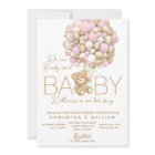 Teddy Bear with Balloon Minimal Baby Girl Shower
