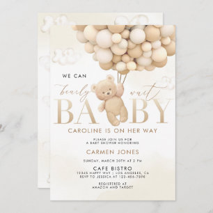 Teddy Bear with Balloons Baby Shower Invitation