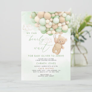 Teddy Bear with Balloons Baby Shower Invitation