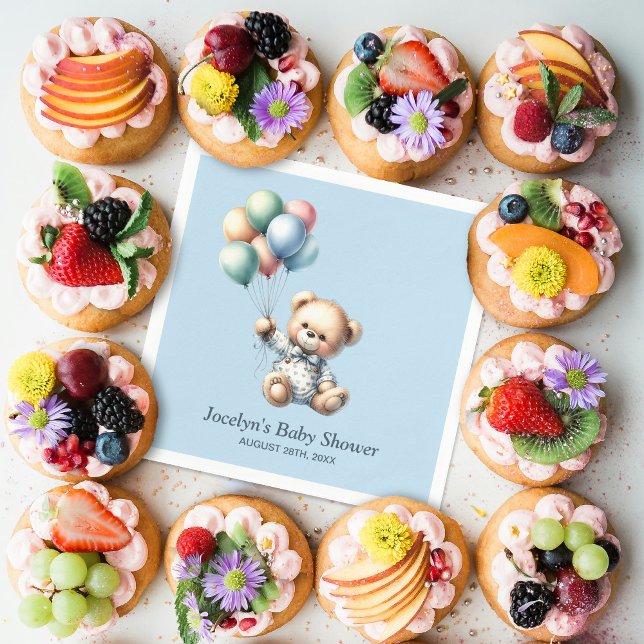 Teddy Bear with Balloons Baby Shower Napkins (Creator Uploaded)
