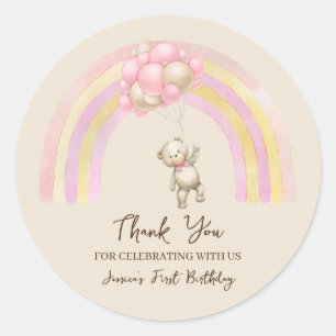 Teddy Bear With Balloons First Birthday Sticker