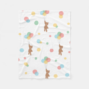 Teddy Bear with Balloons Fleece Blanket